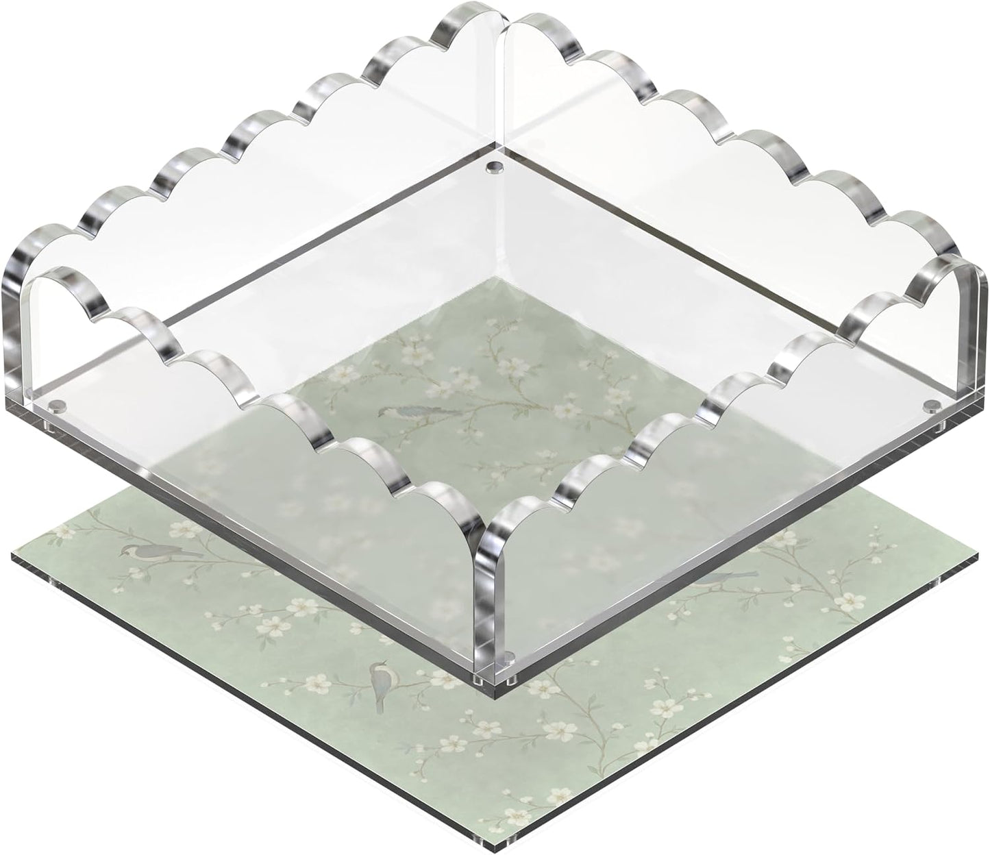 Scalloped Acrylic Tray / Clear / 8 x 8