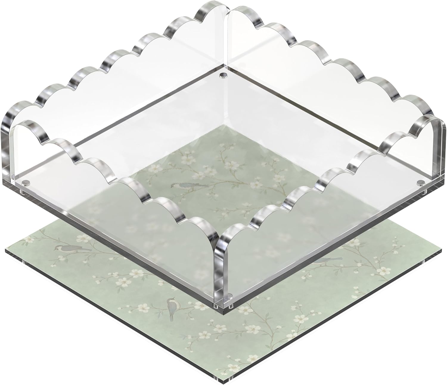Scalloped Acrylic Tray / Clear / 8 x 8