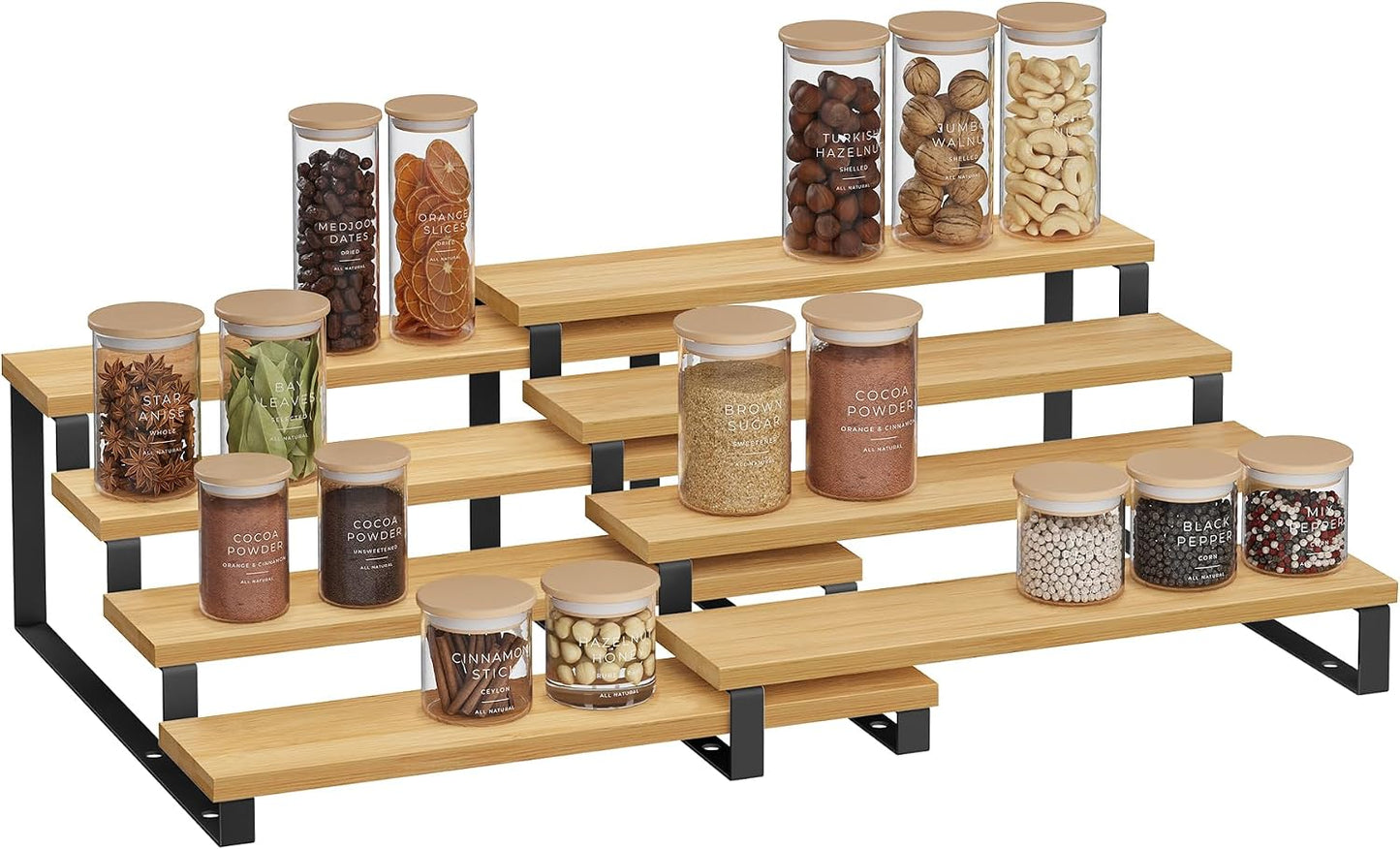 SONGMICS Display Risers, Set of 2 Engineered Wood Perfume Organizer Stand, 4-Tier Cupcake Stand Holder, Spice Rack