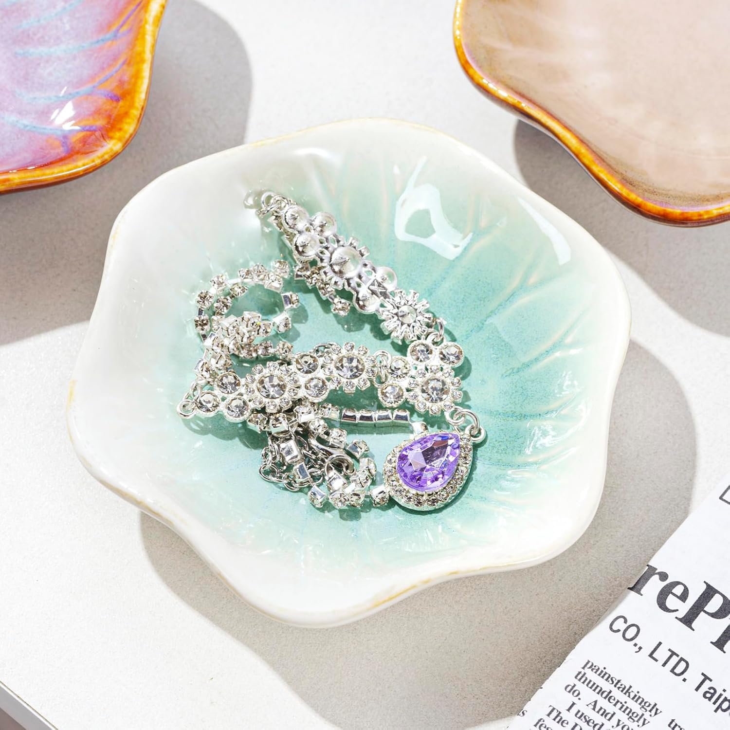 Handcrafted Floral Trinket Trays in Luxe Glazed / Kiln Transformation Six Color Mixture / Set of 6