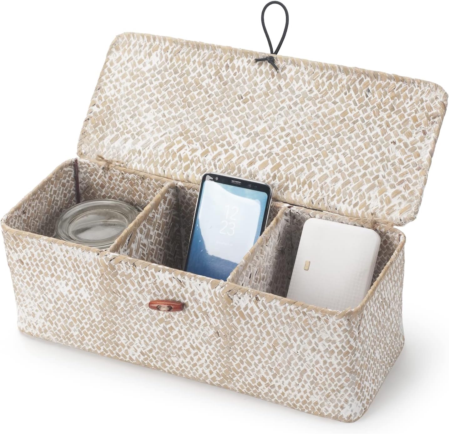 Seagrass Storage Basket / Whitewash 3 Sections