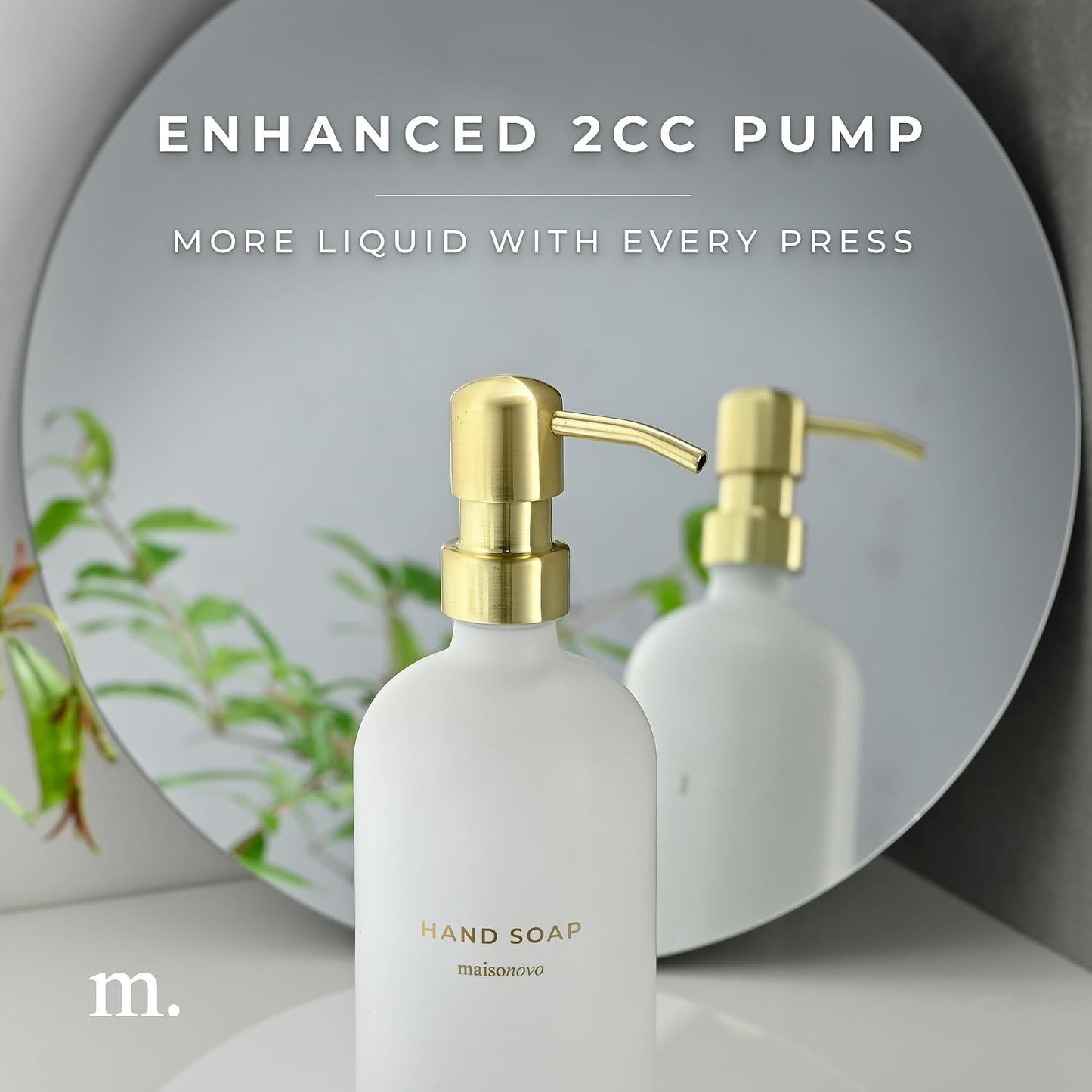 MaisoNovo Soap Dispenser 2-Piece Set | 16.9oz Clear Bottles with Gold Stainless Steel Pump Core