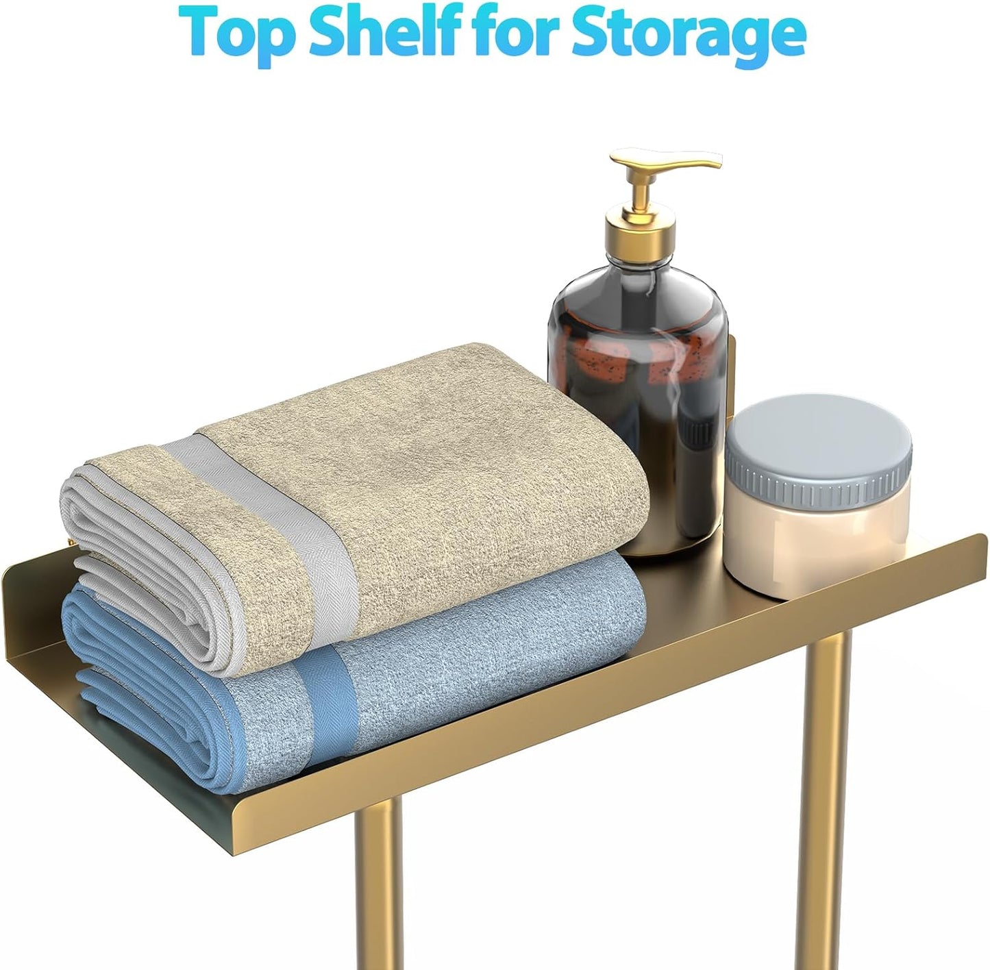 Liuoud Towel Rack for Bathroom, Wall Mounted Vertical Rolled Towel Storage Organizer Holder with Shelf, Holds Up 6