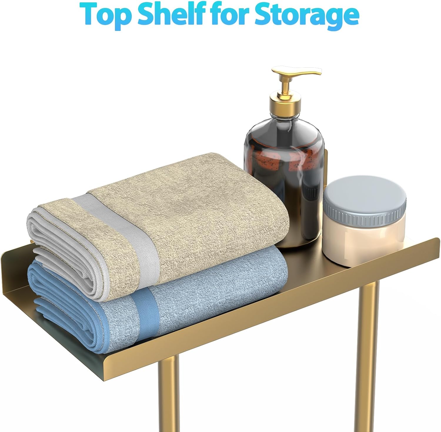 Liuoud Towel Rack for Bathroom, Wall Mounted Vertical Rolled Towel Storage Organizer Holder with Shelf, Holds Up 6