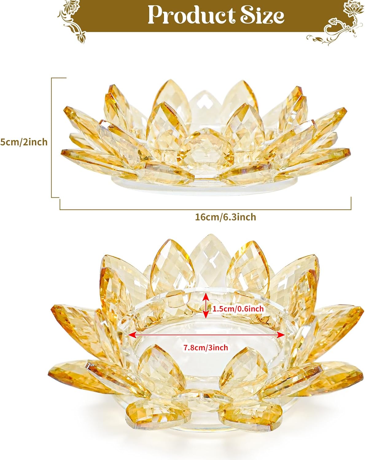 Crystal Flower Jewelry Tray / 6.3" - Gold / Set of 2