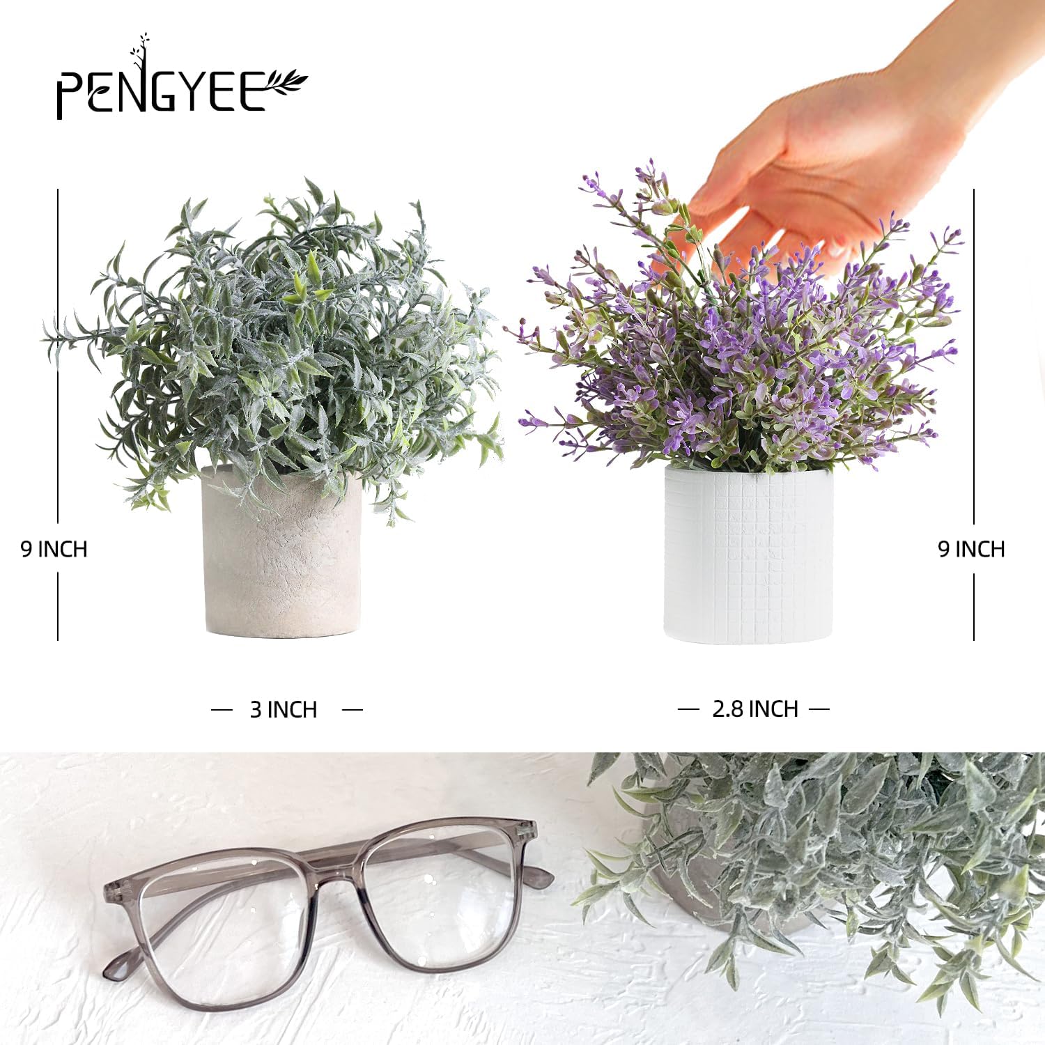 Artificial Plants Indoor / Harb / White / Set of 3