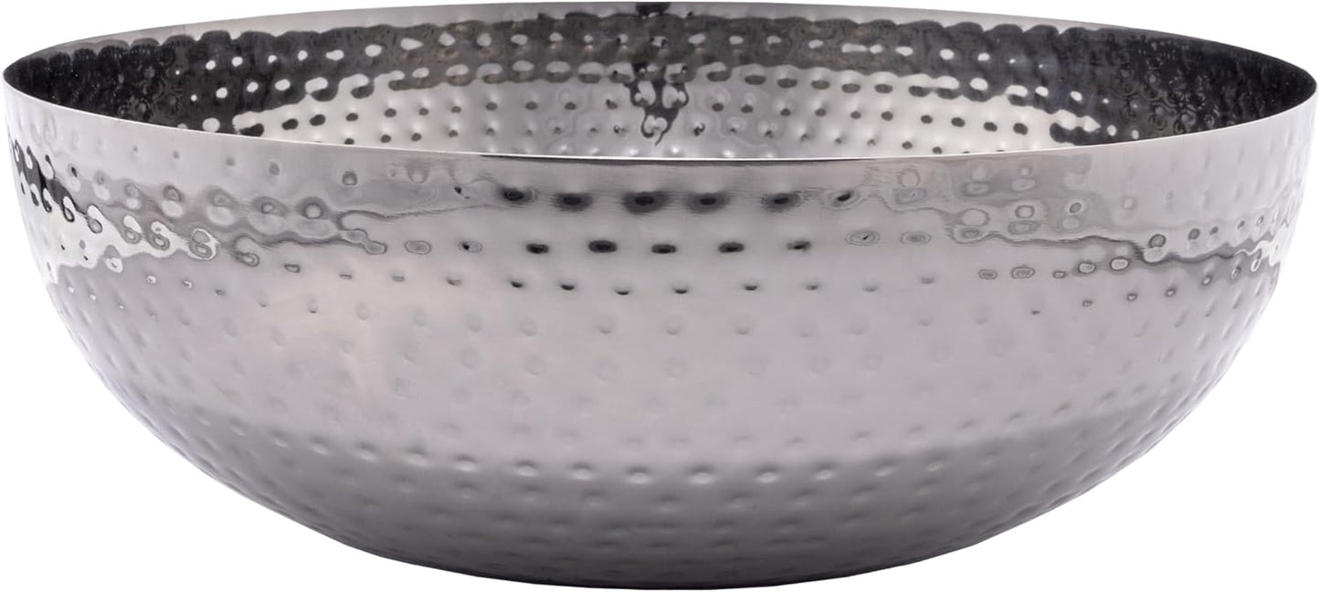Round Hammered Metal Bowl / Oxidized Silver