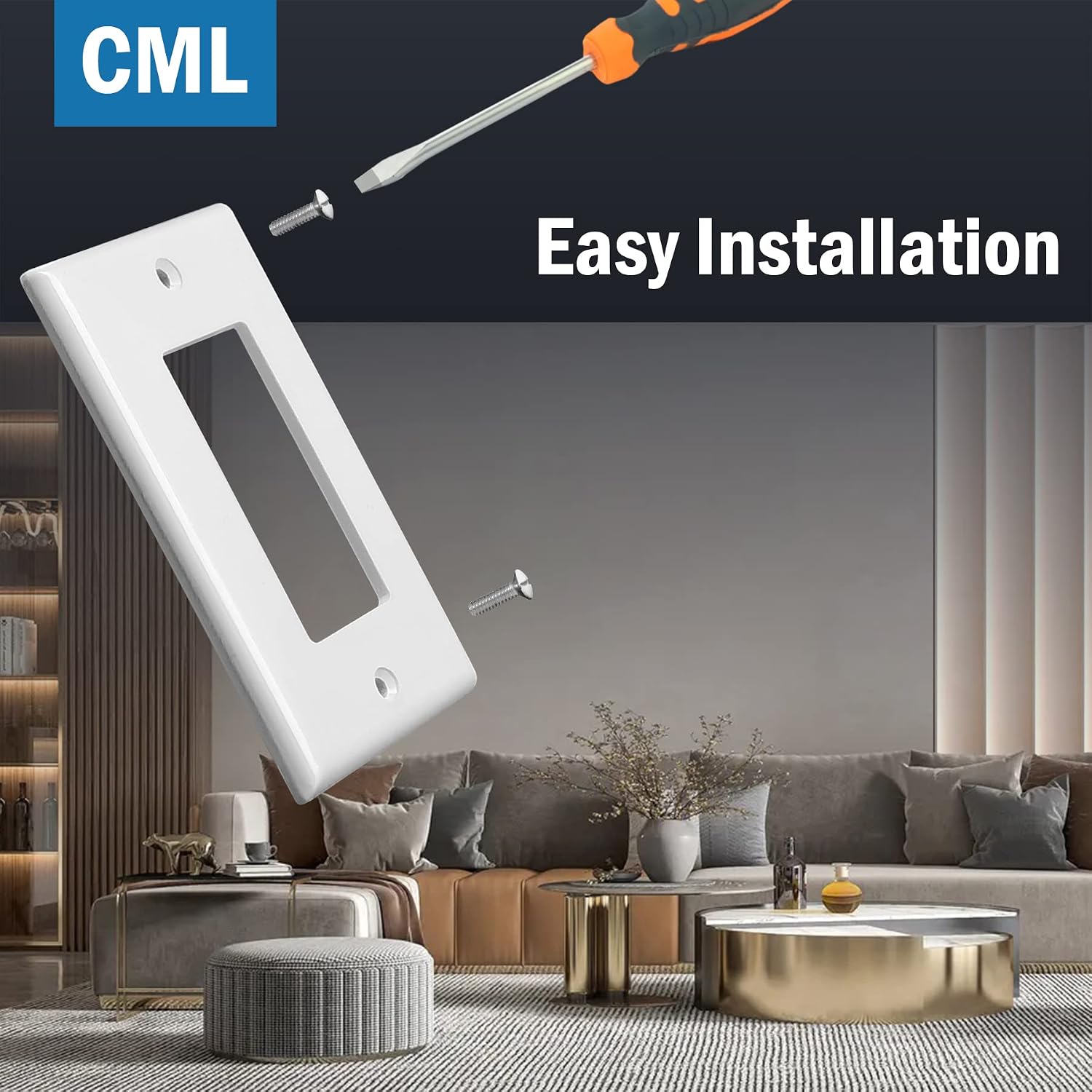 CML Mid-Size Decorator Wall Plates, 40 Pack Electrical Outlet Receptacle Covers, 1-Gang Switch Plates, Midway Size