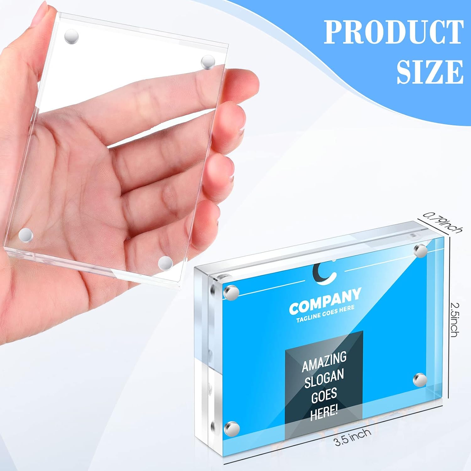 Xuhal 30 Pcs Acrylic Business Card Frame 2.5 x 3.5 Inch Picture Frames | 20mm Thickness Frameless, Clear Double Sided