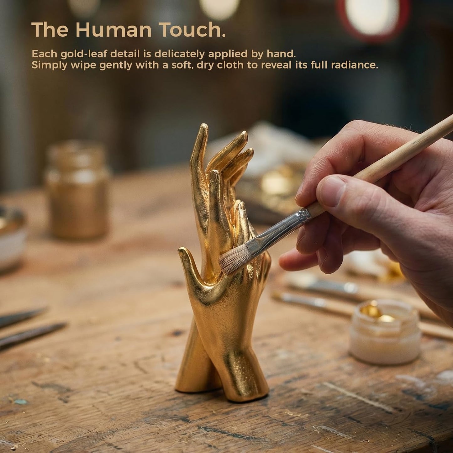 Hand-Applied Leaf Finish Type / Interlocking Hands / Gold