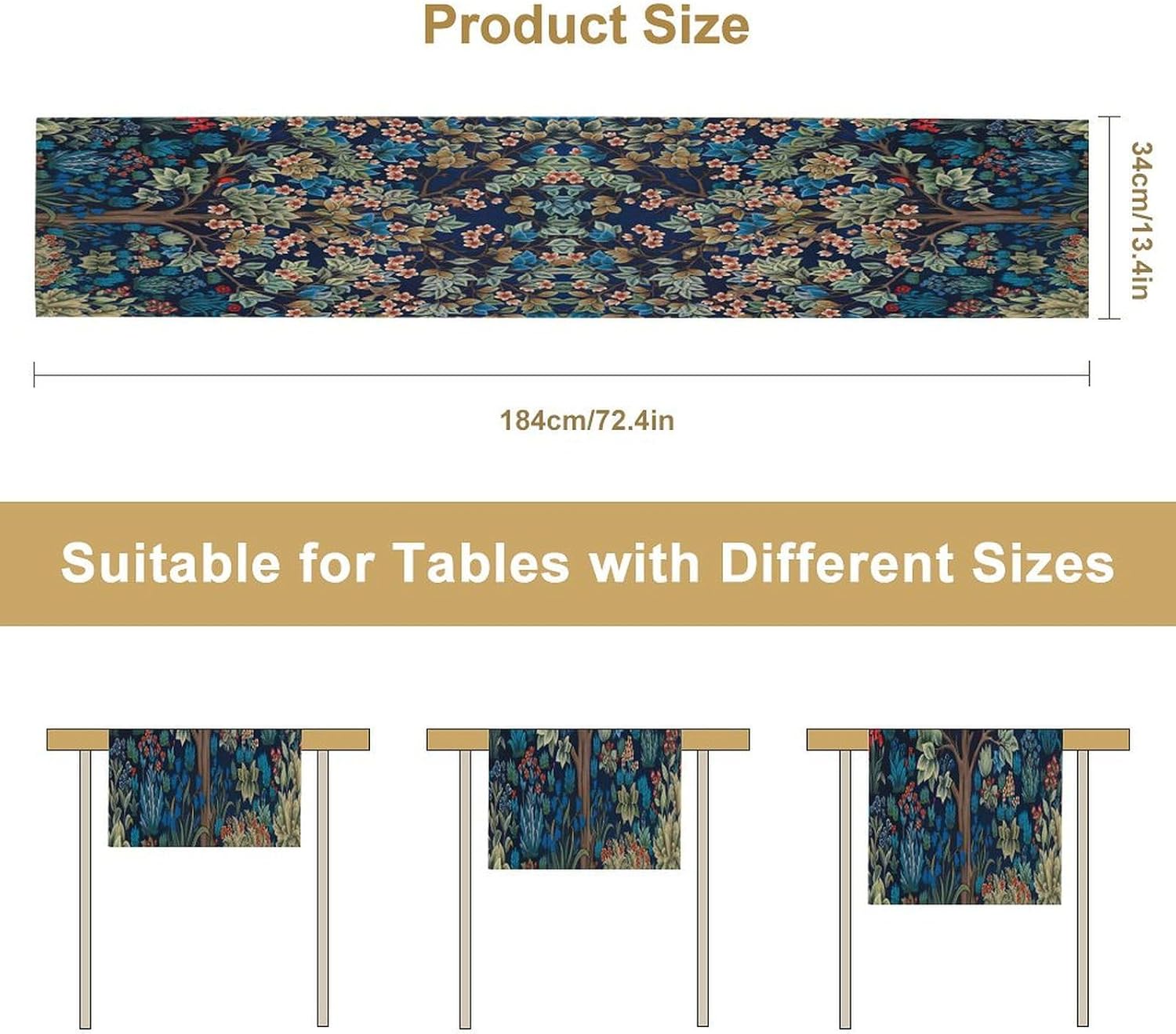 William Morris Floral Table Runner William Morris Art Retro Design Pattern Printed Linen Table Runner for Home Kitchen