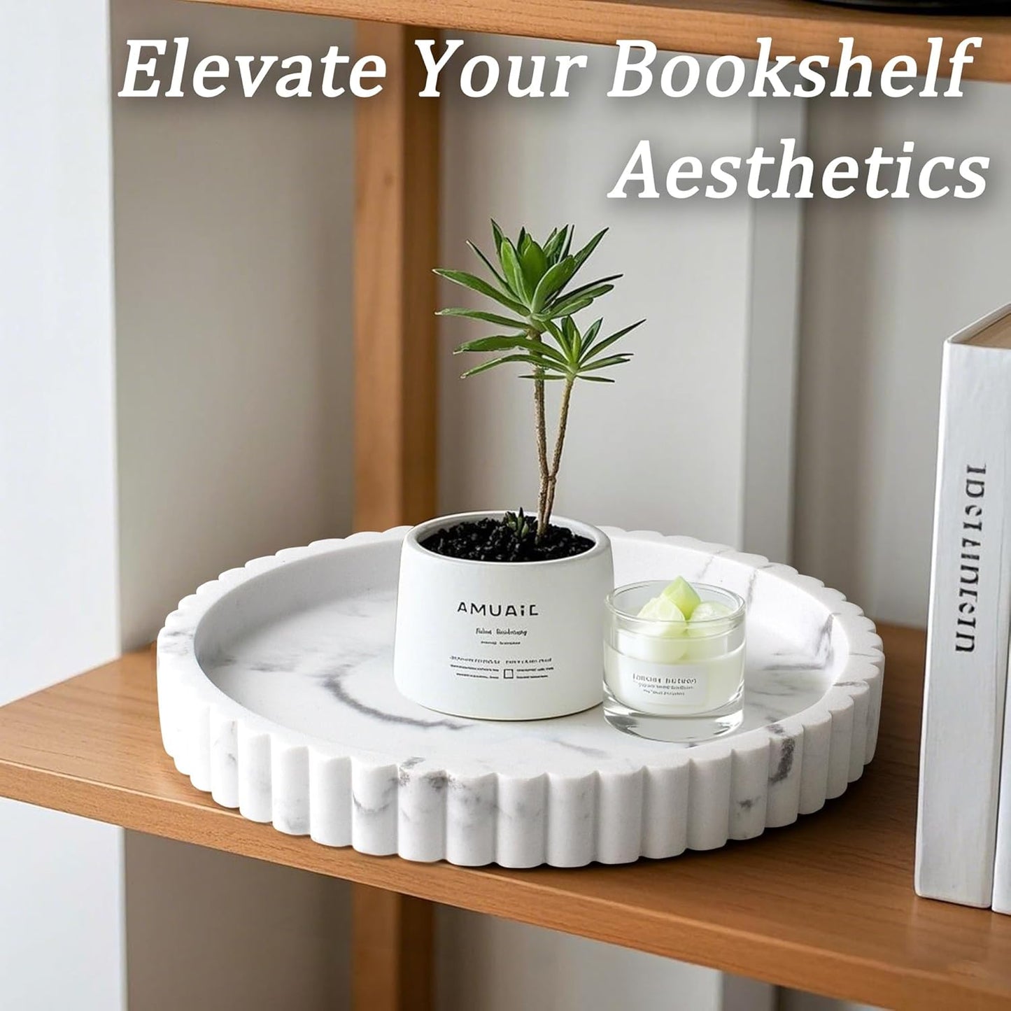 Modern Organizer / Decorative Coffee Table Tray / Marble White