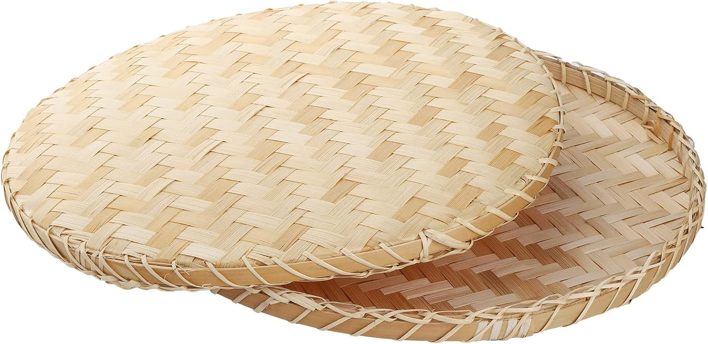 Round Flat Wicker Baskets / 13 Inch / Set of 3