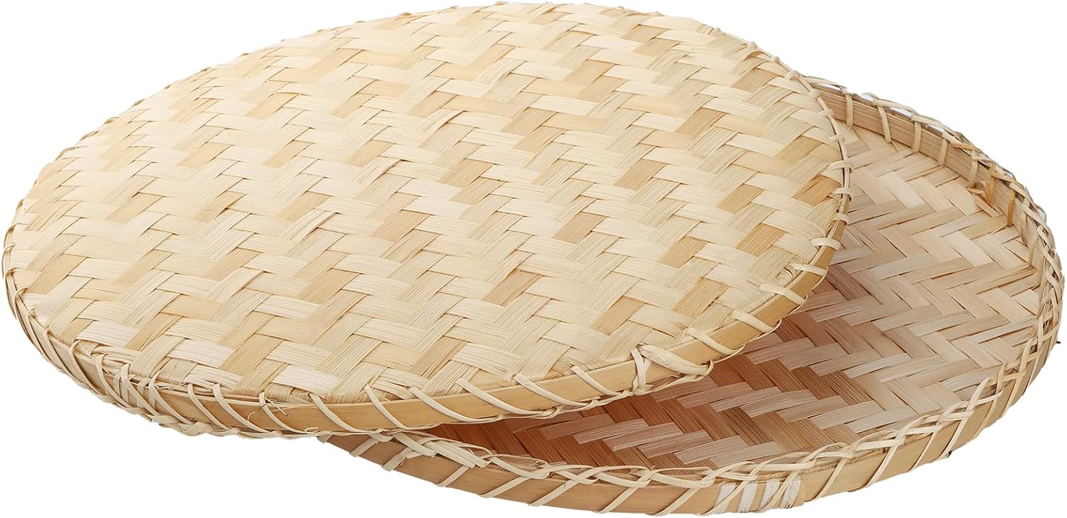 Round Flat Wicker Baskets / 13 Inch / Set of 3