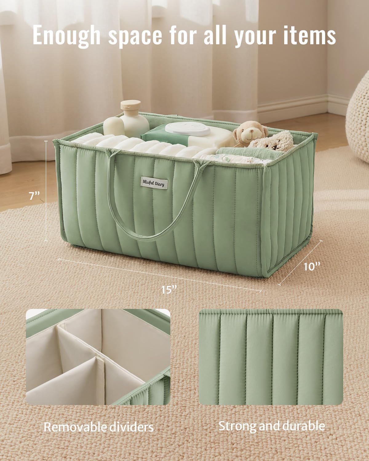 Baby Diaper Caddy Organizer / Sage Green