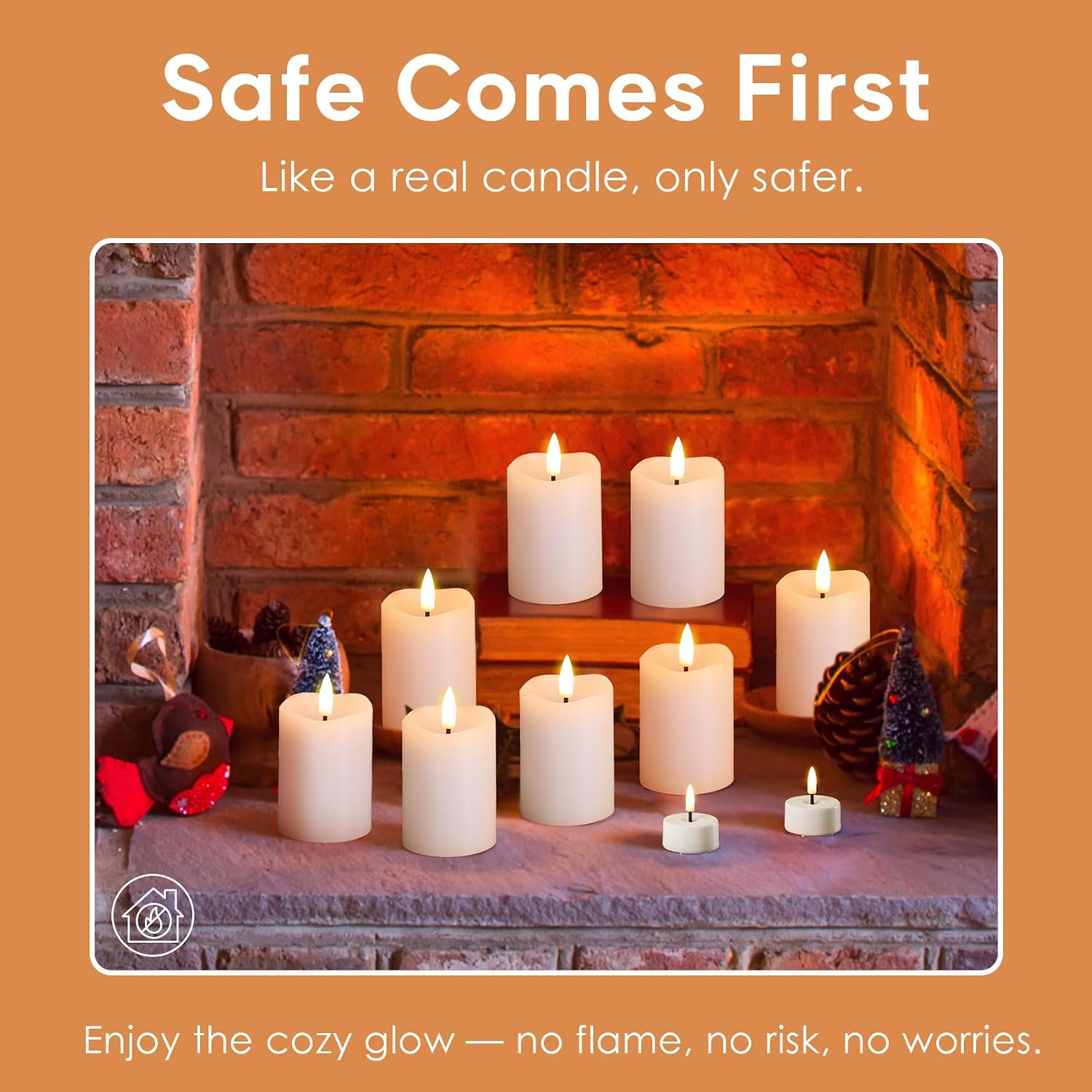 White Flameless Votive Candles with Remote Batteries Set of 6 | 2x3 inch Small LED Pillar Candles, Battery Operated