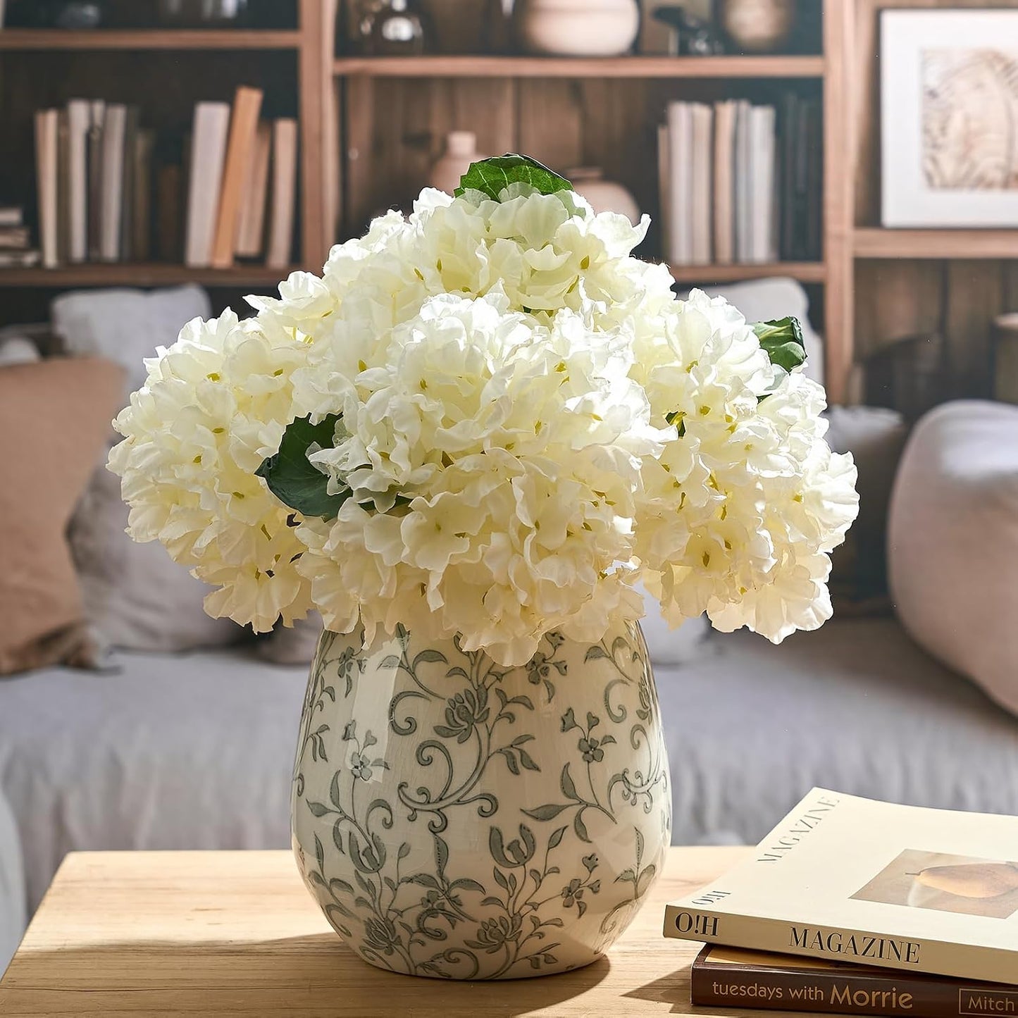 Ceramic Vintage Pastoral Vase / 18077-gray Floral / 7.2 Inch