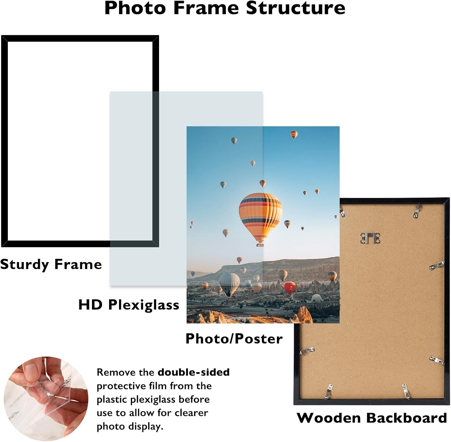 JCJMY 14x20 Picture Frame Set of 4 Black for Poster Photo Picture, Horizontal and Vertical Formats for Wall Hanging, 14