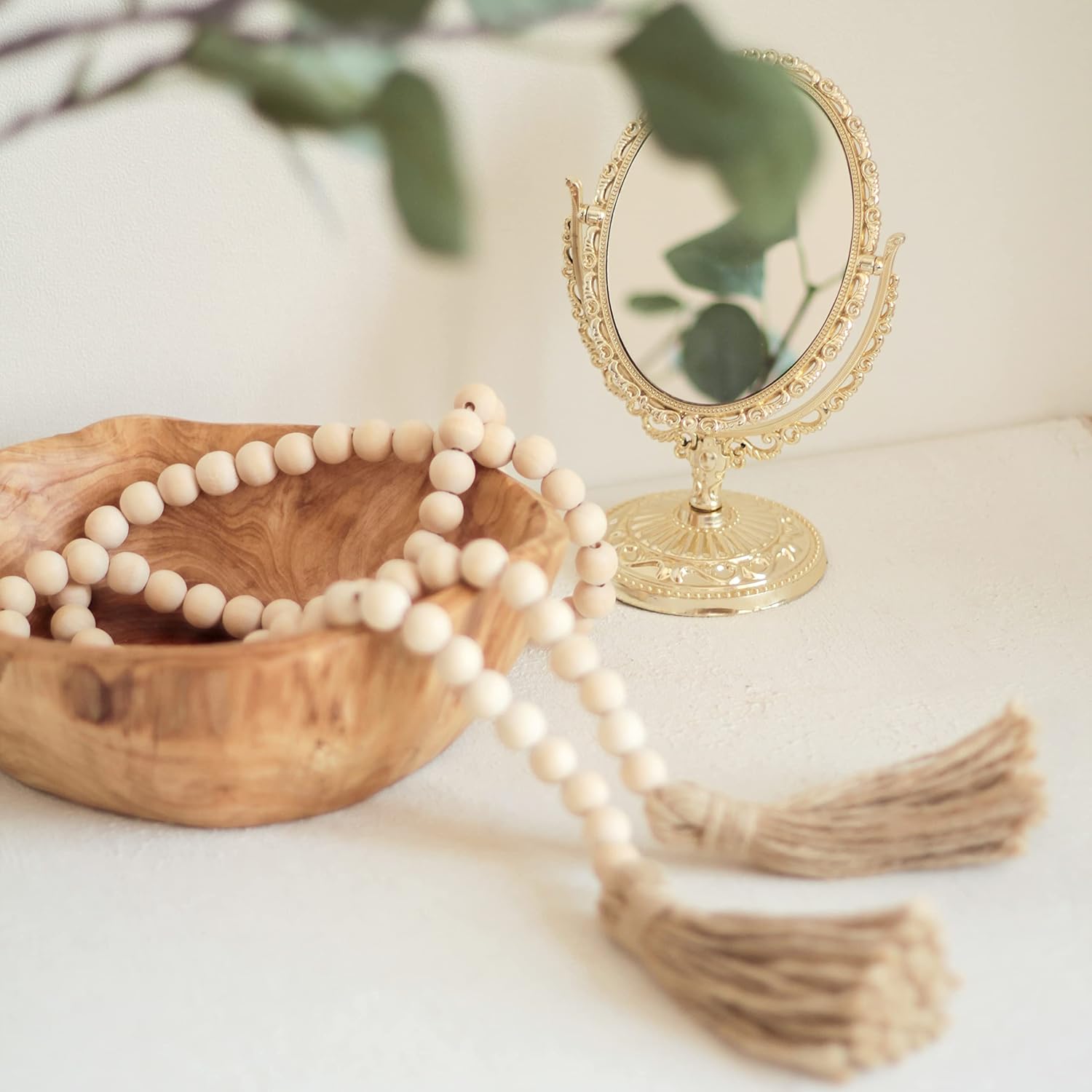 Wood Bead Garland / Natural / 8 Inch