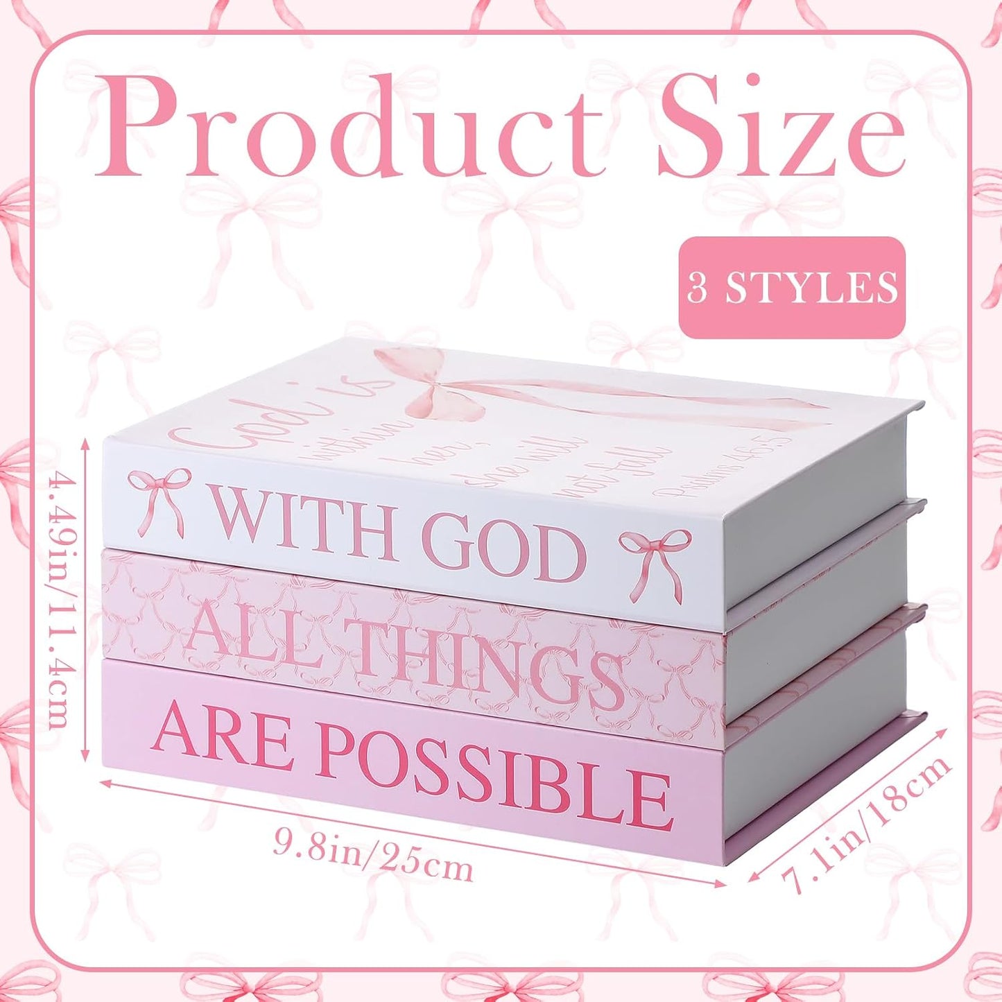 Bow Decorative Books / Pink / Set of 3