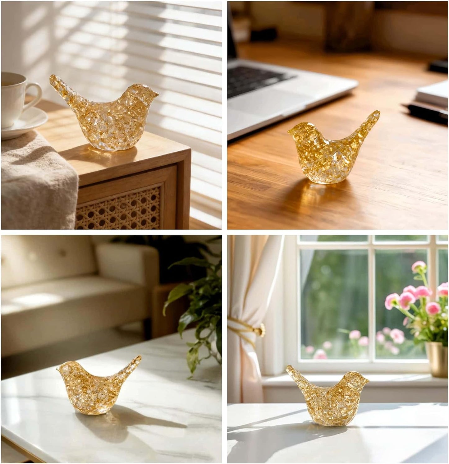 Goldfoil Glitter Bird Figurines Staue Minimalist Home Decor Accents / Gold Glitter