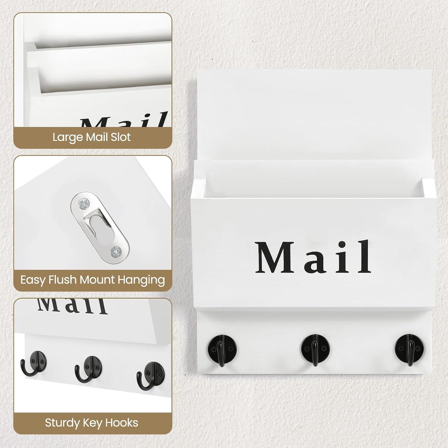 Mail and Key Holder / White / 8.86 x 11.42