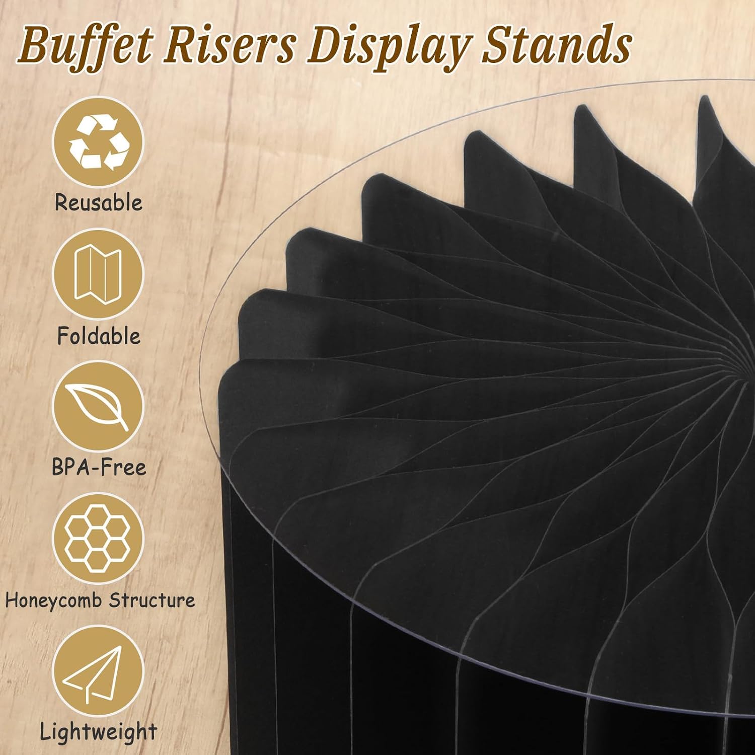 Foldable Cake Display Stands / Black / Set of 6