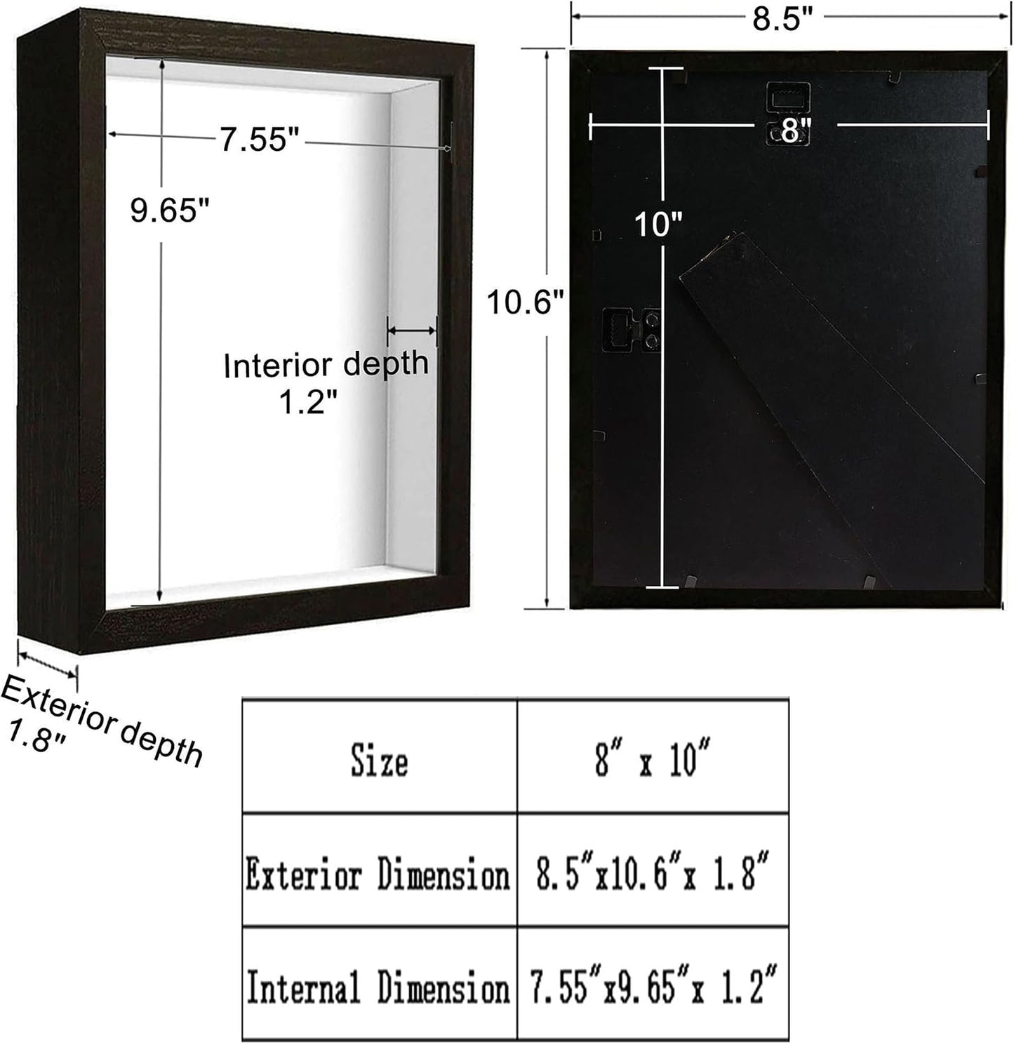 Shadow Box Frame 3D Picture Frame Acrylic Shadow BoxesDisplay Case Box for Memorabilia, Crafts, Tickets and Photos