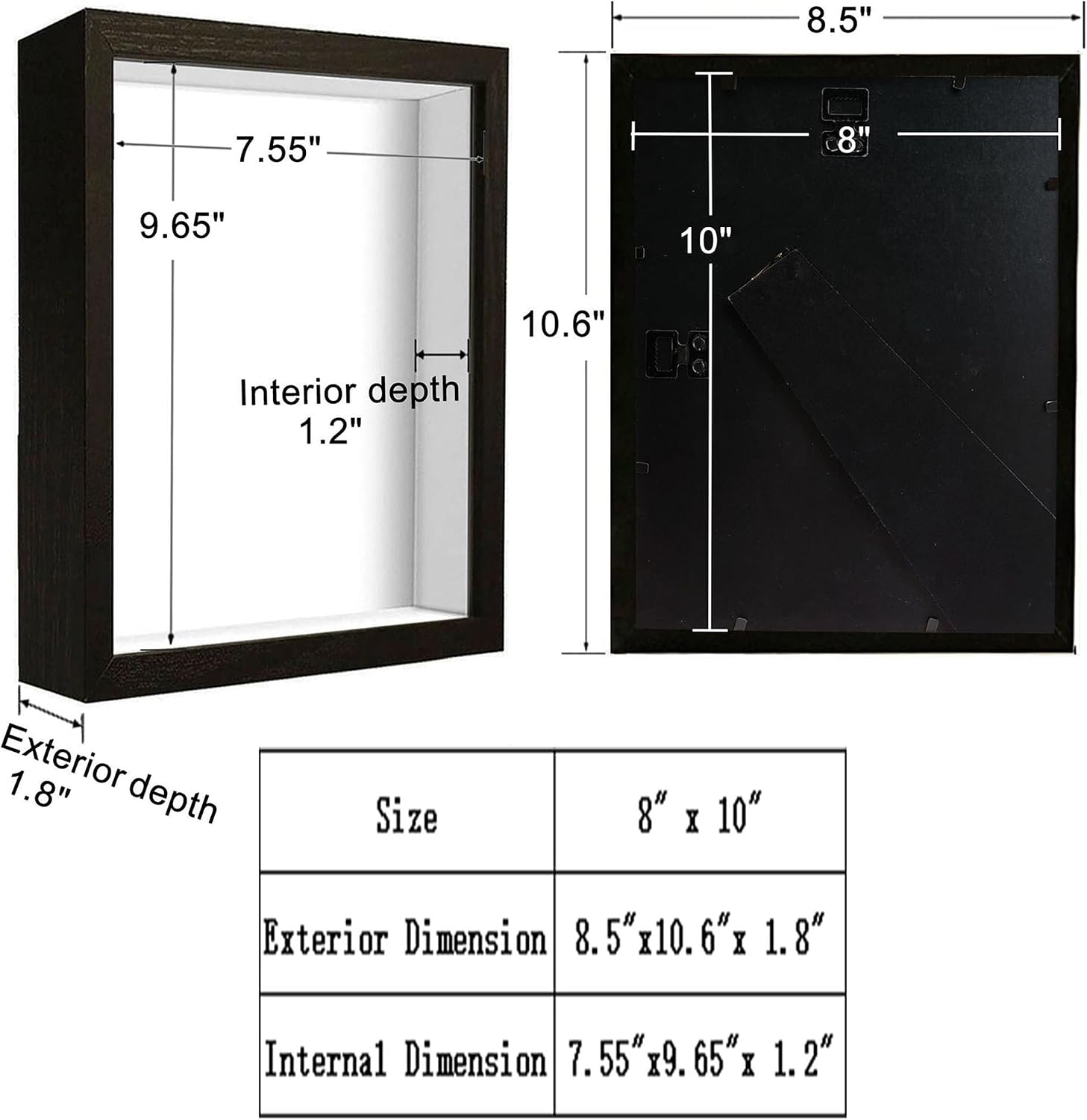 Shadow Box Frame 3D Picture Frame Acrylic Shadow BoxesDisplay Case Box for Memorabilia, Crafts, Tickets and Photos
