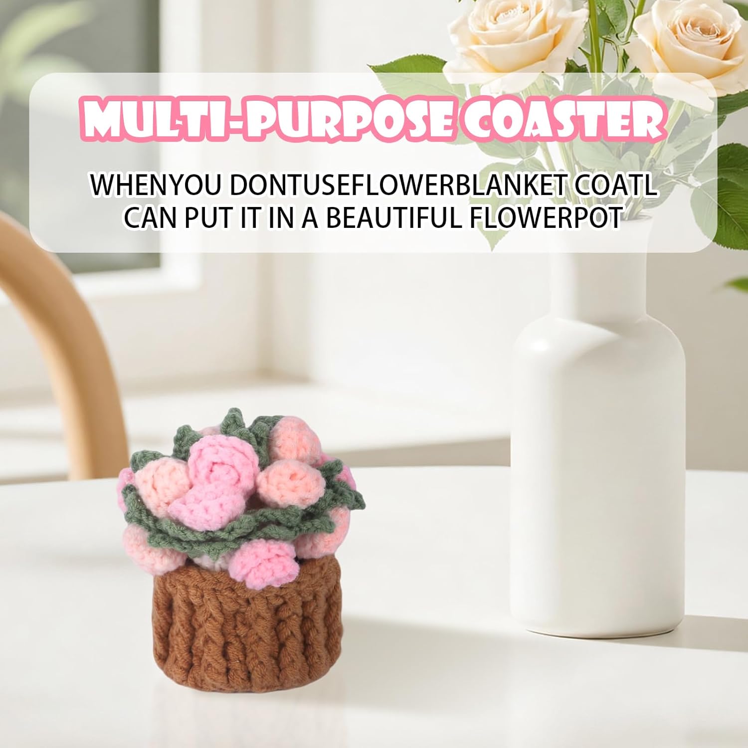 Mini Basket -Boho Floral Coasters / Pink