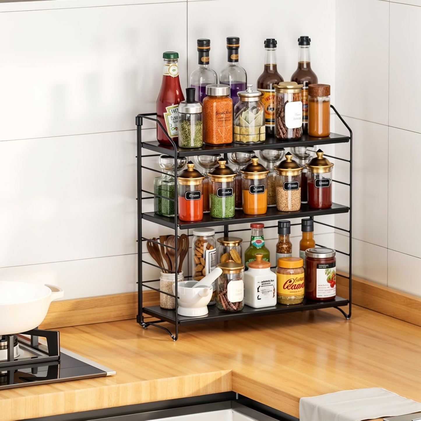 BOIVSHI Bathroom Countertop Organizer, 3-Tier Bathroom Counter Organizer, 8-Levels Height Adjustable, Bathroom