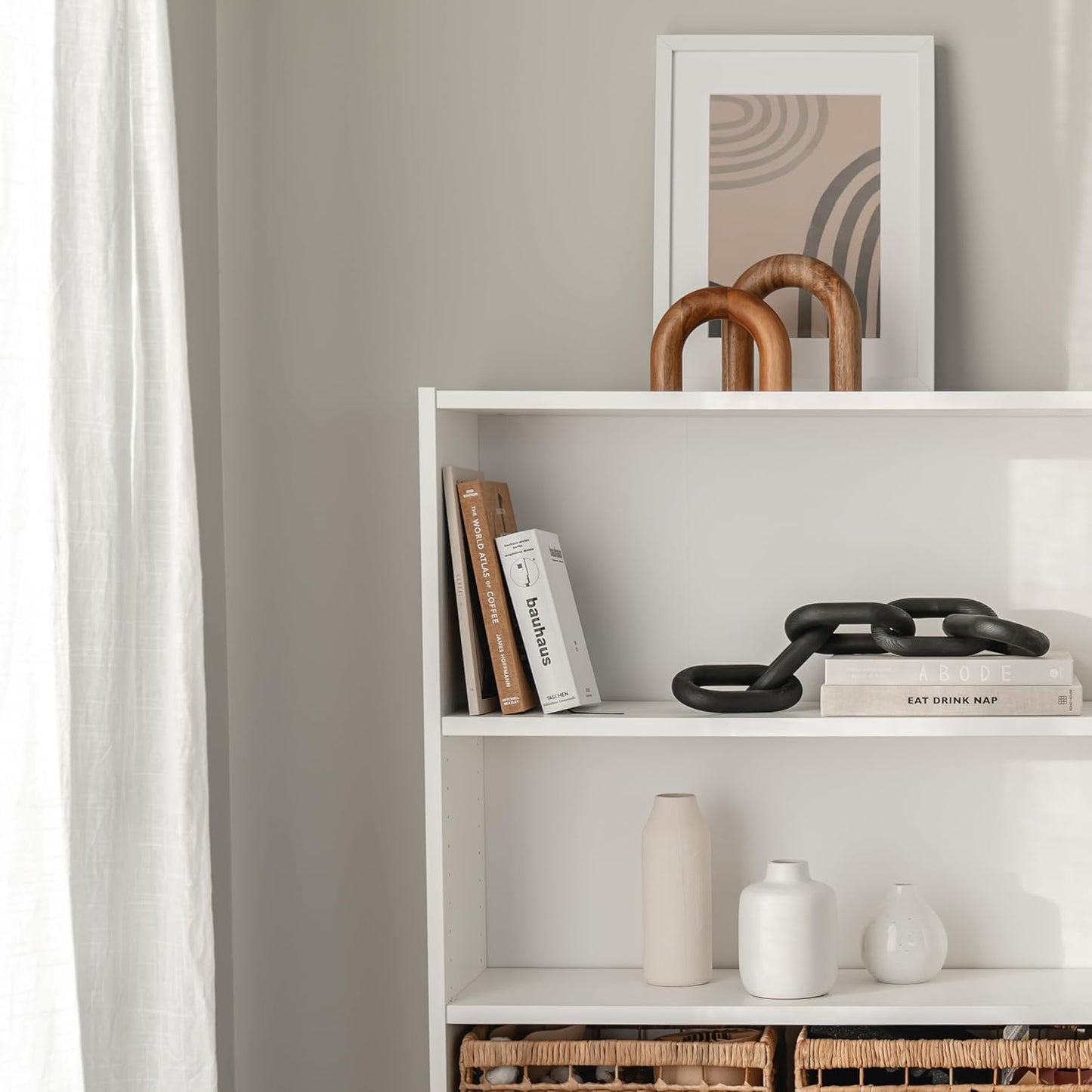 Wood Arch Bookshelf Decor / Brown / 2-piece