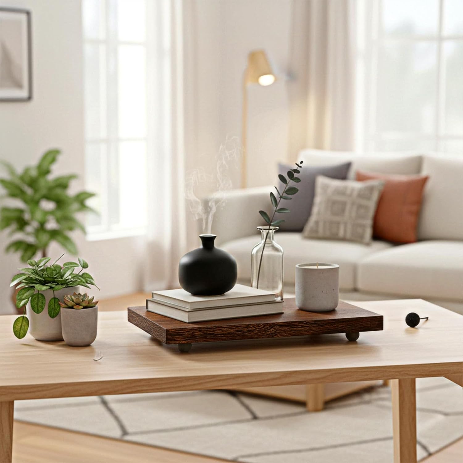 Wood Pedestal Stand for Decor / 12 x 7 x 1.6