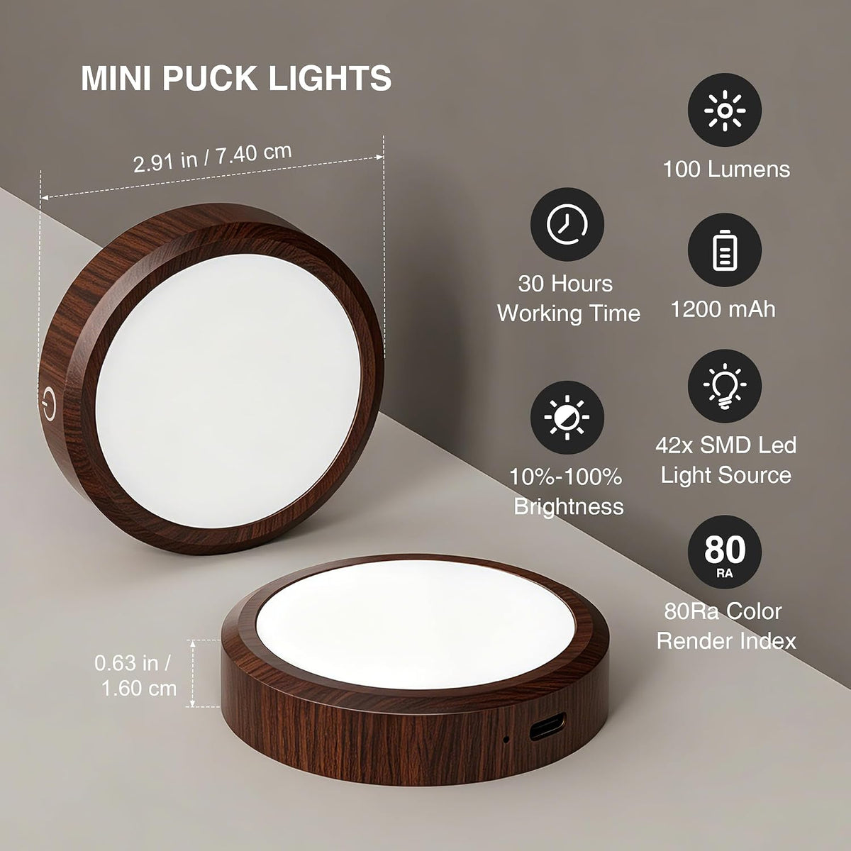 Puck Lights with Remote Control Rechargeable, Full-Screen Wireless LED Under Cabinet Lighting with Light Guide Plate,3