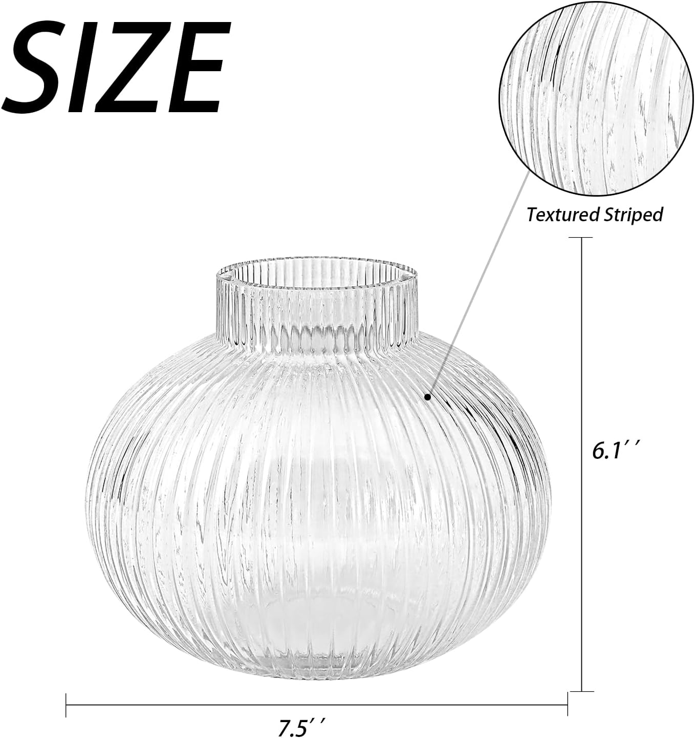 Round Glass Vase / Clear / Round 6 Inches
