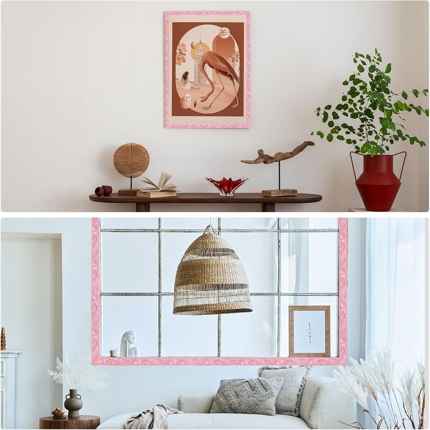 x Self Adhesive Peel and Stick Molding Wallpaper Mirror Frame Border / Pink / 16.4 Inch