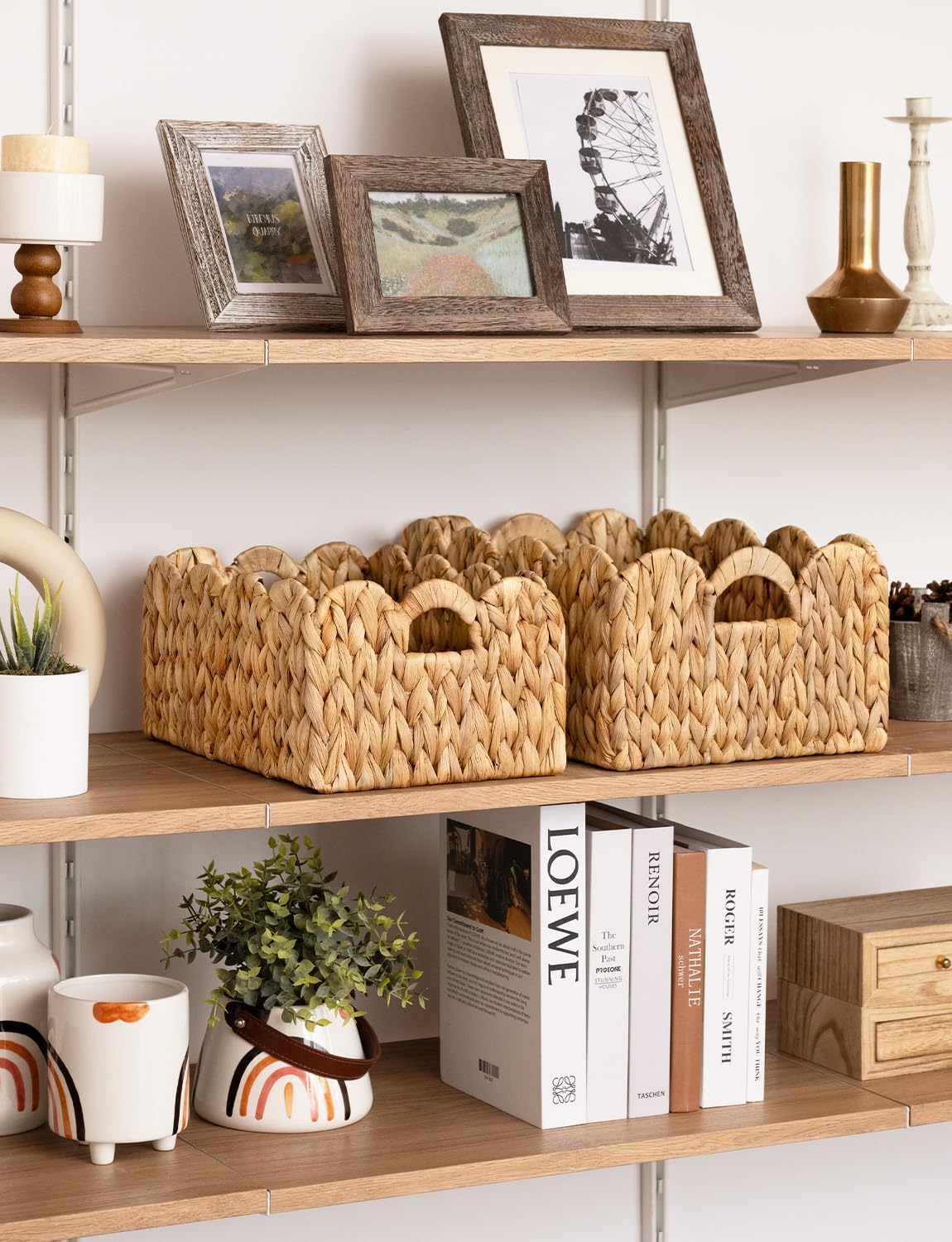Hand-woven Rattan Baskets / Natural / 15" L x 11" W x 7" H