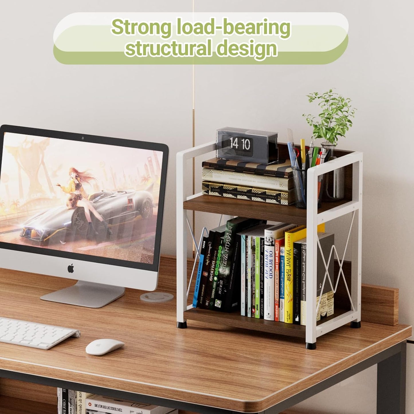 Aduanbang Coffee Bar Accessories Organizer, Seasoning Organizer, 2 Tier Wooden Kitchen Counter Shelf, Coffee Organizer