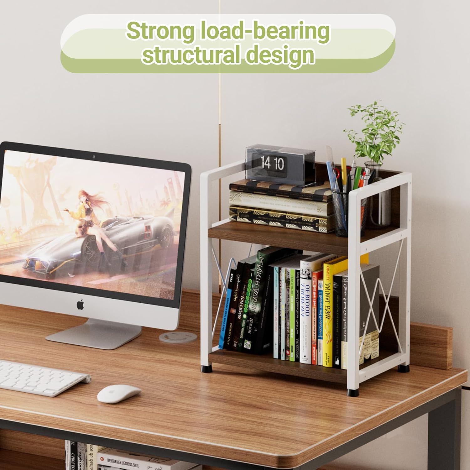 Aduanbang Coffee Bar Accessories Organizer, Seasoning Organizer, 2 Tier Wooden Kitchen Counter Shelf, Coffee Organizer