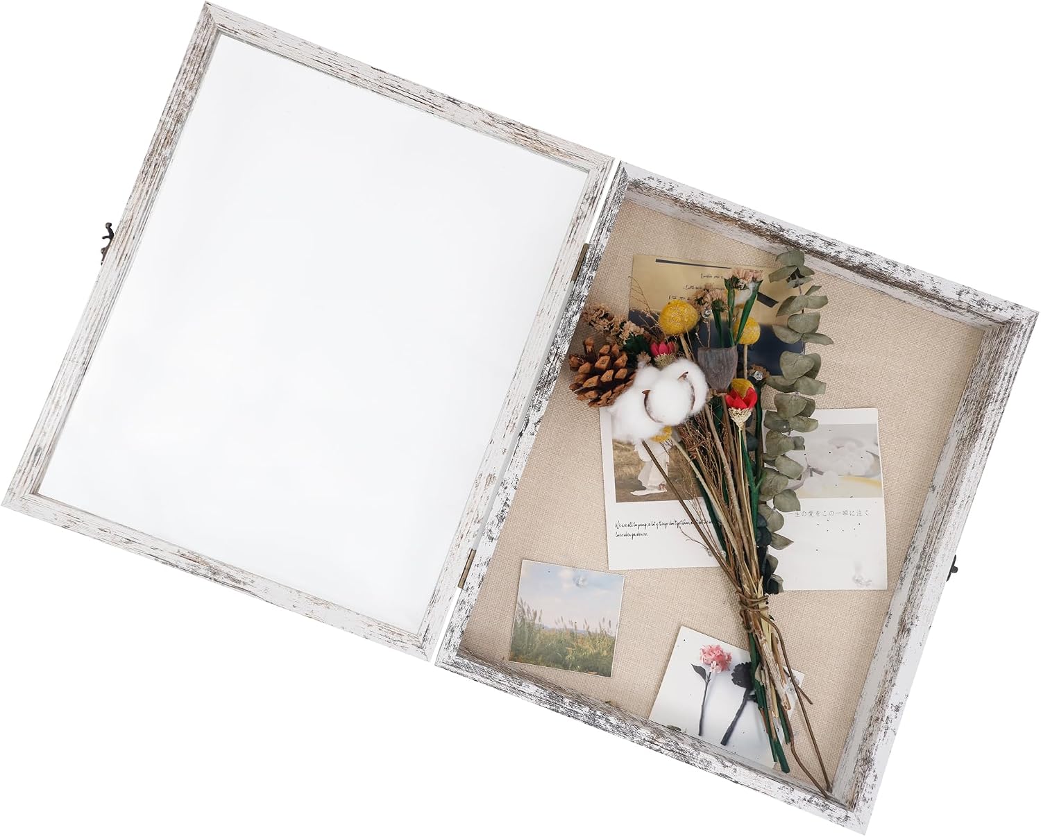 GraduatePro Shadow Box Frame 13X16 Display Case with Linen Back, Real Glass Window Door with Hinge, Picture Frame