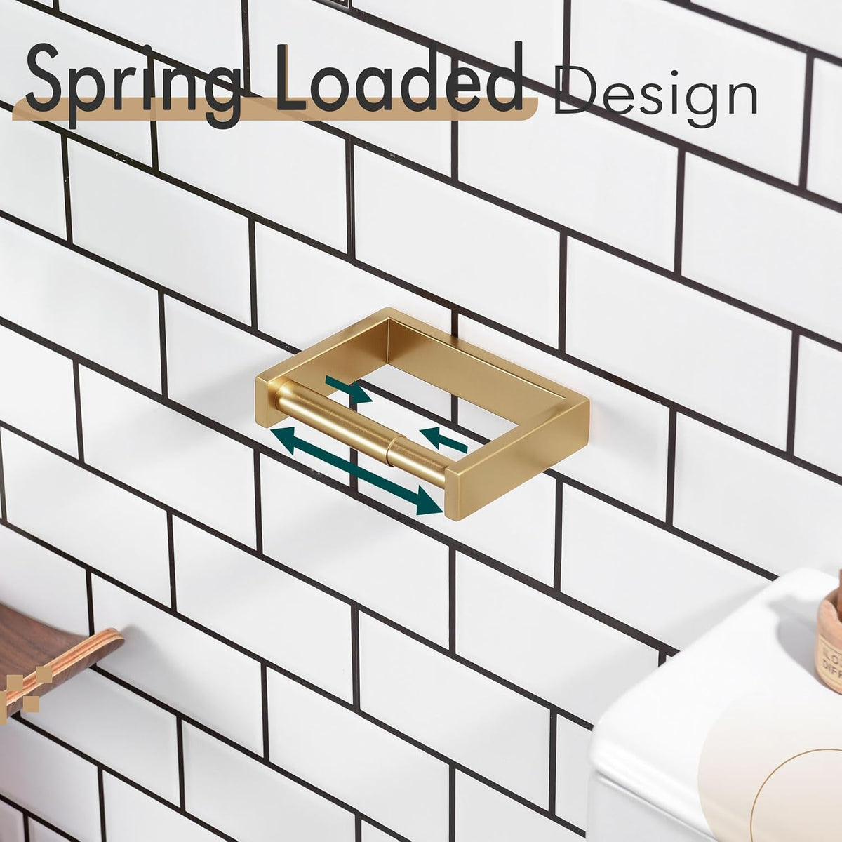 KOKOSIRI Toilet Paper Holder Spring Loaded Bathroom Toilet Roll Holder Wall Mount Champagne Bronze Stainless Steel