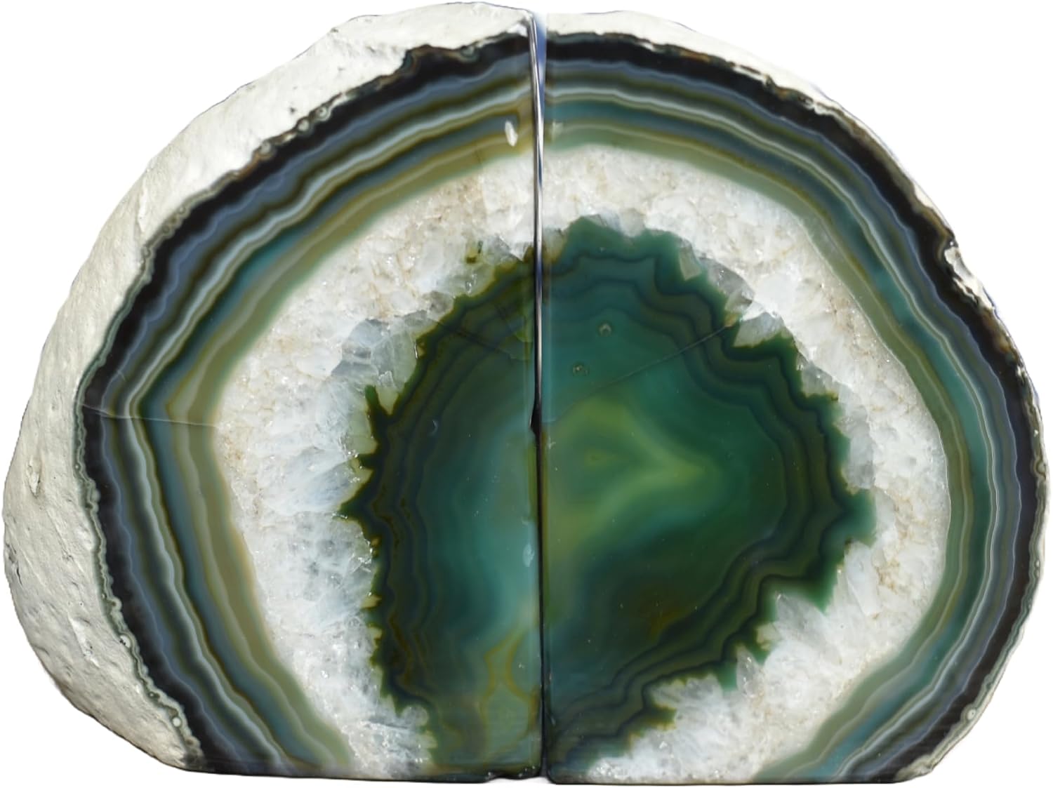 Agate Bookends / A+ Grade Geode Heavy Duty Decorative Stone Crystal / Green / A+ Grade 4 - 6 Lbs