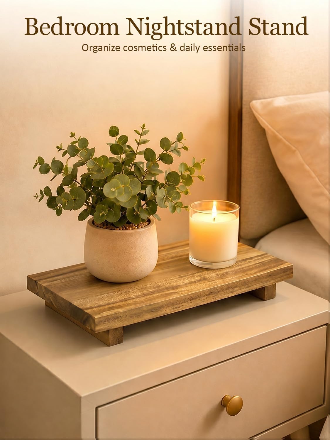 Acacia Wood Pedestal Stand / 12 x 7