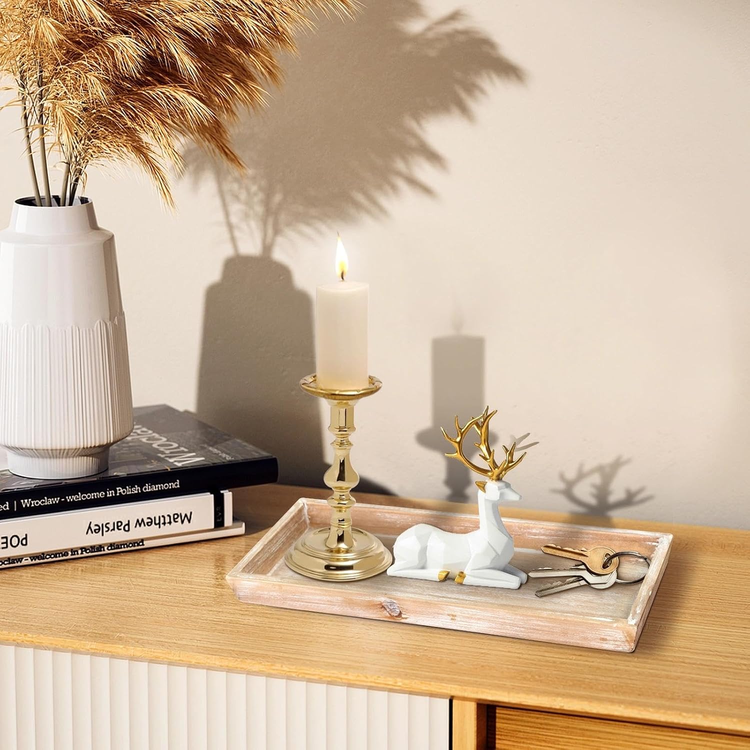 Rustic Long Narrow Tray / White
