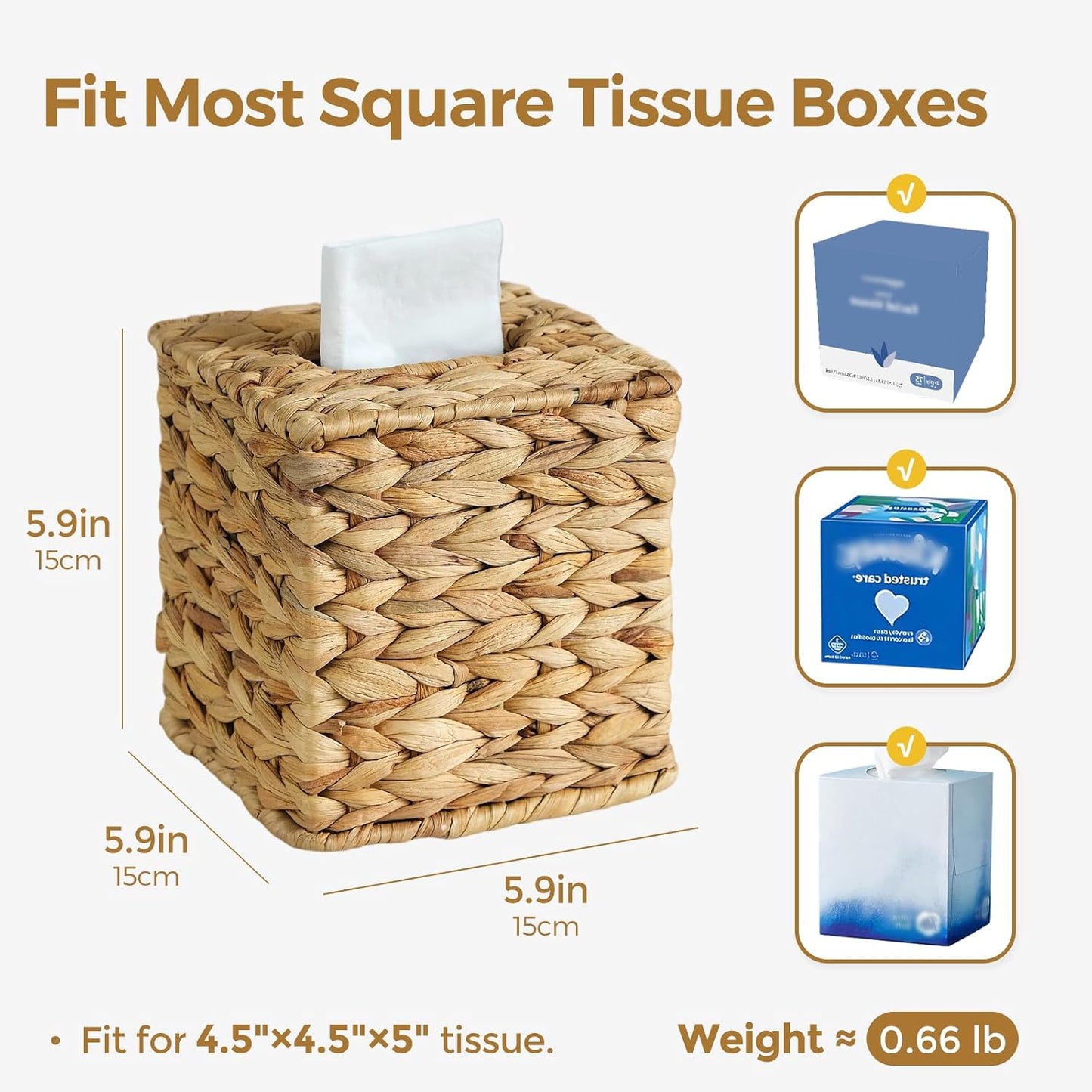 Wicker Tissue Box Cover / Natural / Square