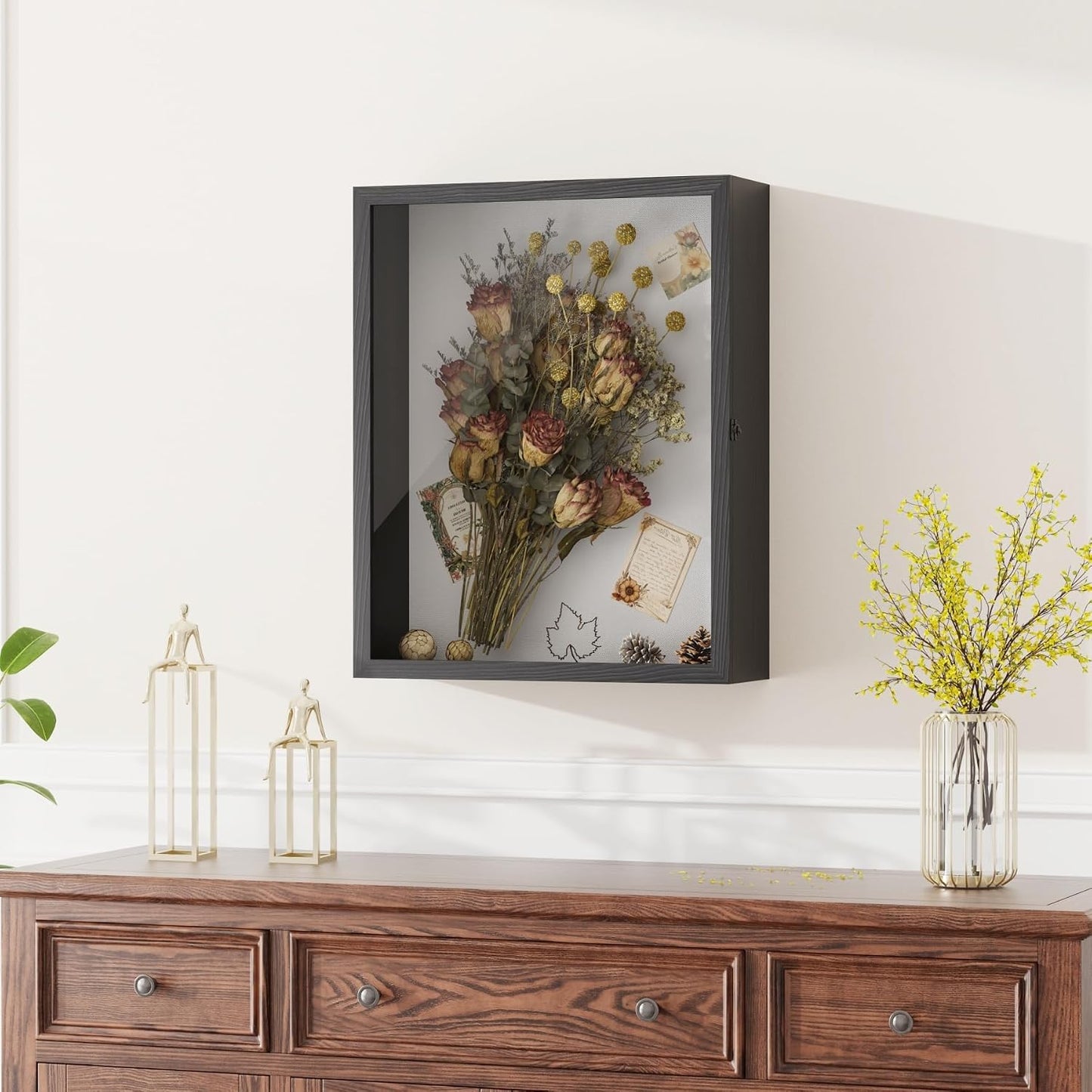 Muzilife 16x20 Large Shadow Box Pine Wood Picture Frame, 3.94 Deep, Black | FSC-Certified Solid Pine | Tempered Glass