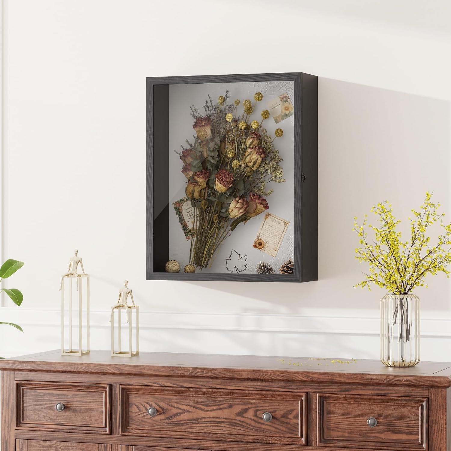 Muzilife 16x20 Large Shadow Box Pine Wood Picture Frame, 3.94 Deep, Black | FSC-Certified Solid Pine | Tempered Glass