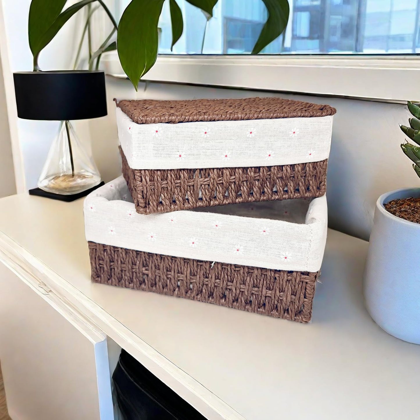 GIB Wicker Woven Storage Baskets / Brown / Set of 3