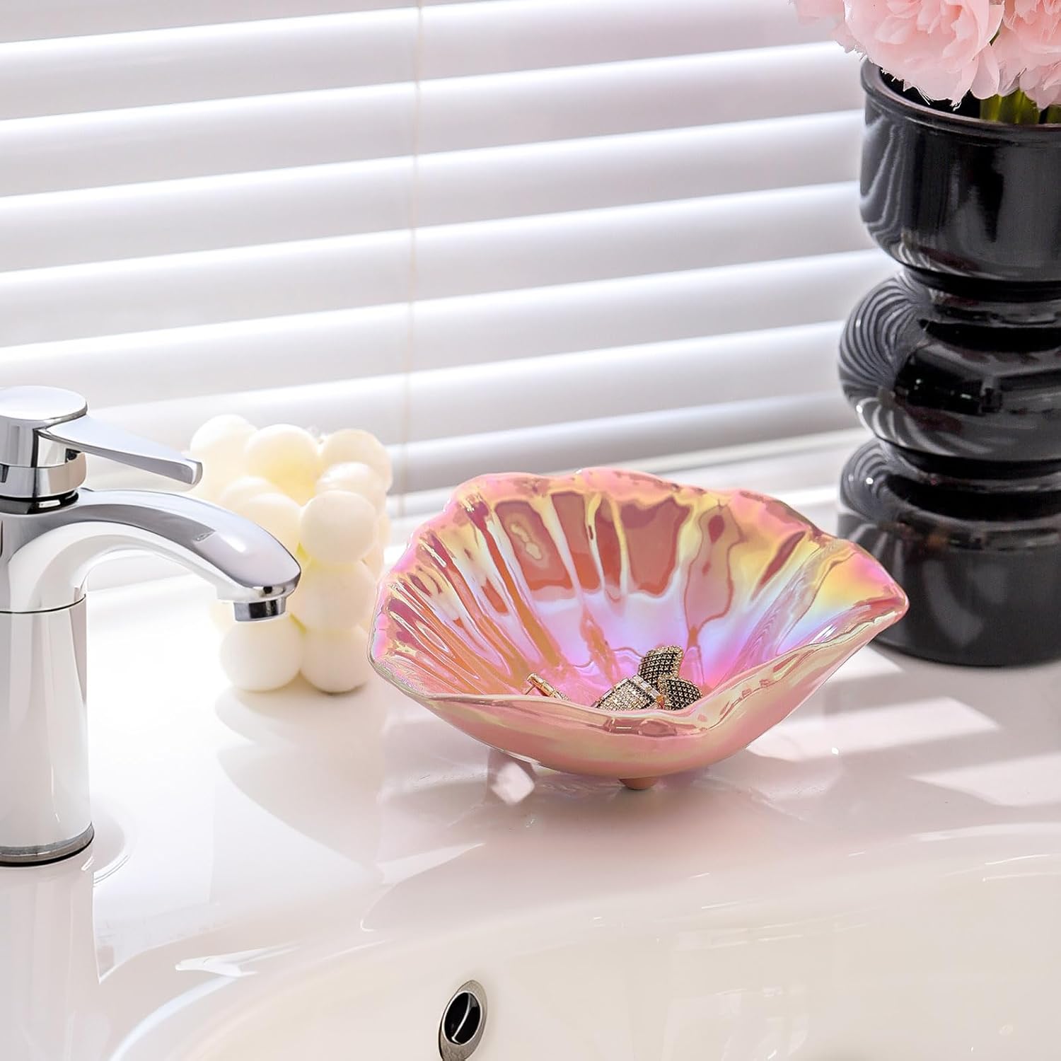Jewelry Tray / Ceramic Jewelry Dish / Colorful Pink / 5.75 Inch