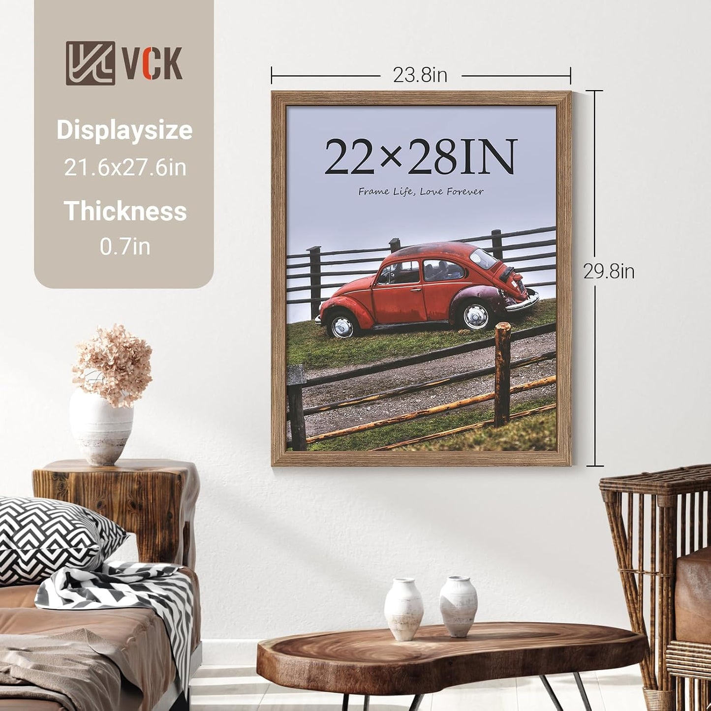 VCK 22x28 Frame Walnut 4 Pack, Wide Thick Wood Border, for Poster/Print | Exclusive Woodgrain, Wall Hanging, HD